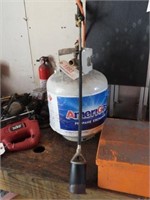 Propane gas brush burner and tank