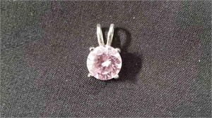 Sterling Silver 925 Pendant Pink Stone - 1.5 grams