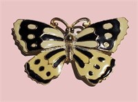 VINTAGE GOLD MULTI-COLOR ENAMEL BUTTERFLY BROOCH