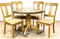 (5pc) Contemporary Inspired Pedestal Dining Group