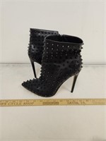 Black Studded High Heel Ankle Boots- Very Lightly