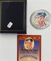 2000 COLORIZED SILVER EAGLE W BOX PAPERS