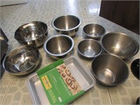 all stainless steel bowls & pans