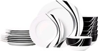 Amazon Basics 18-Piece Dinnerware Set - Swirl, Ser