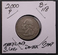 2000-P US Silver Quarter - Double Stamped