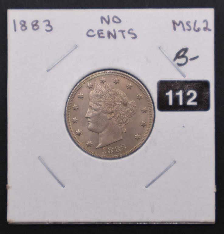 1883 US V Nickel - No Cents - BU/MS 62