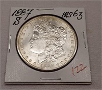 1887-S Silver Dollar Unc.-Cleaned