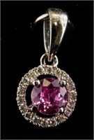 18k Gold Pink Sapphire and Diamond Pendant