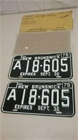 Unused Matching 1976 NB Truck License Plates