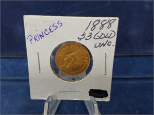 1888 Princess $3 Gold UNC. Round