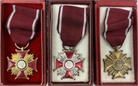 Lot Of 3 Military Polish Cross Of Merit  Awards