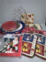 Holiday napkins, plates, pot holders