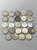 22- Silver Canadian 10 Cent Coins