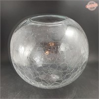 Crackle Art Glass Sphere Vase Hand-Blown