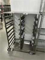 S/S Twin Bay 8 Tiered Mobile Storage Rack