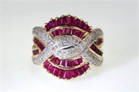 18kt white gold channel set Ruby & diamond ring