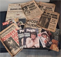 Lot Newspapers, Magazines of Famous Deaths