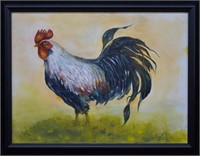 2002 Original Oil on Canvas Portrait of a Rooster