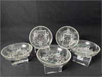 Lot Of 5 Federal Pressed Glass Serving Bowls