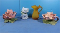 Flowered Candle Holders Made in Italy, Kitty