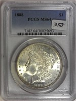 1888 PCGS MS64 Morgan Silver Dollar