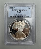 1993-P Proof PCGS PR69DCAM $1 Silver American Eagl