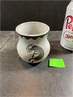 Signed 3 inch tall pottery vase