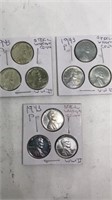 (9) 1943 steel wheat pennies