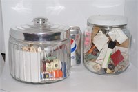 2 Nice Cannisters / Jars Sewing Notions