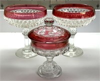 Vintage red glass candy dishes