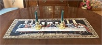 last supper table centerpiece/brass candlesticks