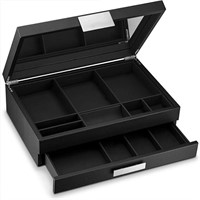 Mens Valet/Dresser Organizer - Luxury 12 Slot Jewe