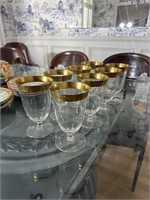 8 Tiffin Goblets with Gold Trim 5.5” tall