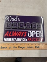 Metal dads garage sign