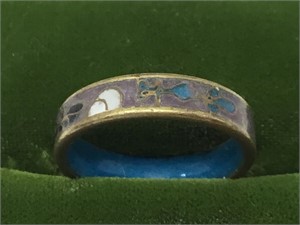 Cloissonne Ring -Size 6 & Carved Wooden Jewelry