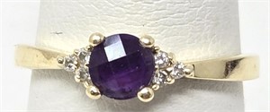14k Ring w/Purple Stone-Size 6 1/2