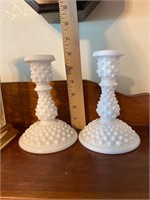 Milk Glass Candle Stick Holders