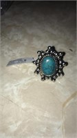 Turquoise size 6 german silver ring
