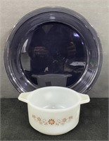 Purple Pyrex Pie Dish / Vtg Dynaware Milk Glass