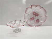 LOT OF 2 MIKASA ROSELLA PINK FROSTED PLATES