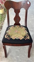 Mahogany Empire Needlepoint Side Chair