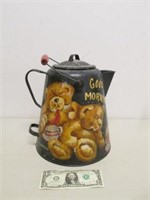 Enamel Good Morning Teddy Bears Pot w/ Lid