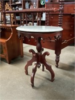 Victorian round, Marble top Parlor Table
