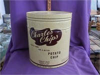 Charles Chips advertising tin large