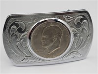 Eisenhower Silver Dollar Belt Buckle