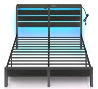 Rolanstar Bed Frame Full Size with USB Charging St