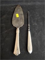 Sterling Handled Cake Server and Shoe Buttoner