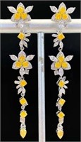 1.65ct Yellow Diamond Dangle Earrings 18K Gold