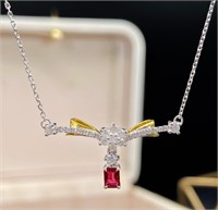 18K Gold Pigeon Blood Red Ruby Necklace