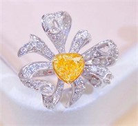 1.02CT Natural Yellow Diamond Ring 18K Gold